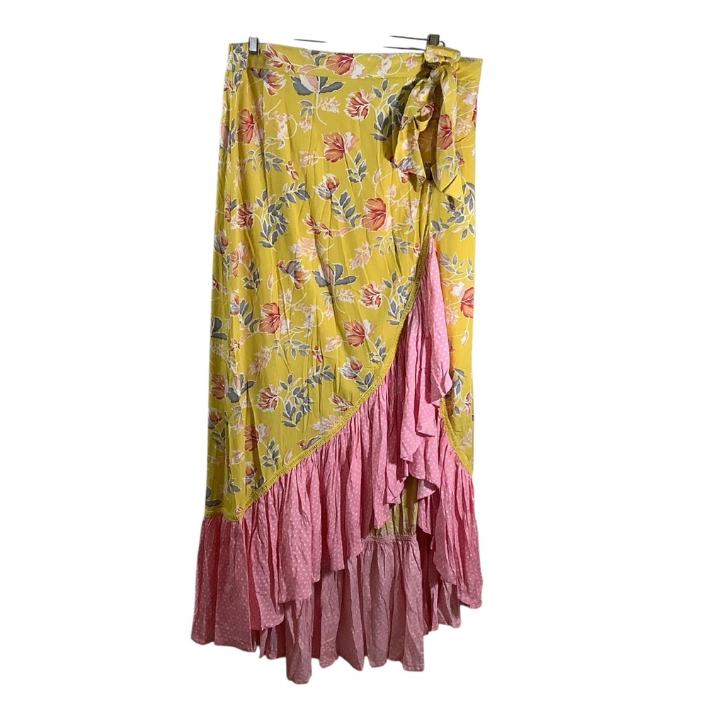 Solitaire Bali Wrap Style Floral High Low Maxi Skirt